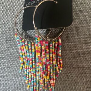 Paparazzi Colorful Beaded Fringe Hoop Earrings
